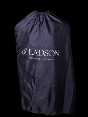J. Ladson Weddings + Events Black Garment Barber Cape Custom Name